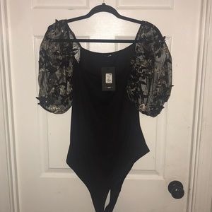 Black and gold Lacey bodysuit